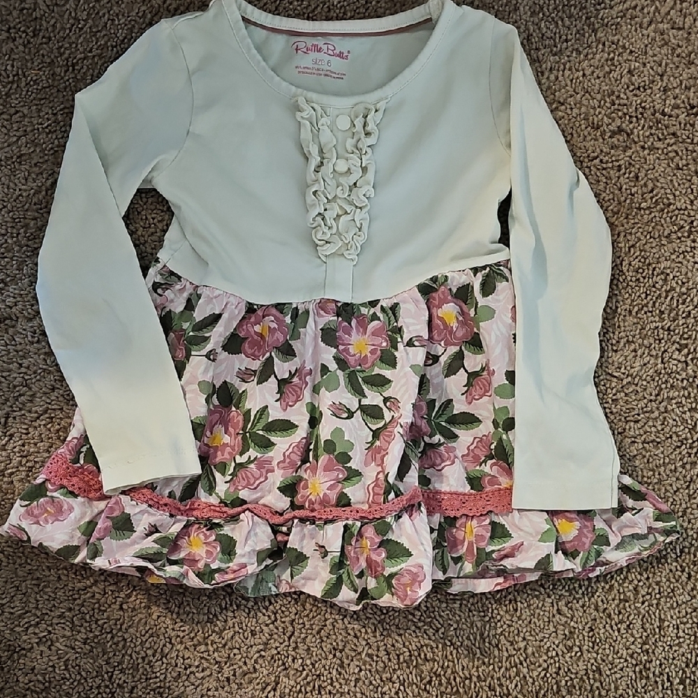 Ruffle Butts White and Pink Ruffled Blouse